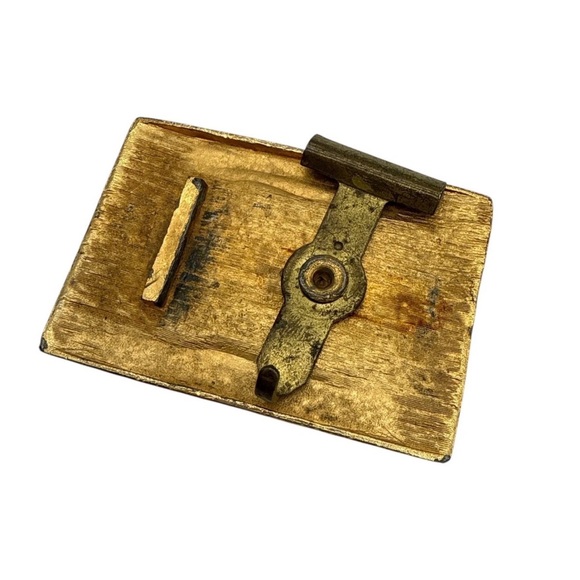 Incolay Vintage Belt Buckle Horse Running Wild Stone 3 1/8” x 2 1/8” Gold Tone - Picture 6 of 8